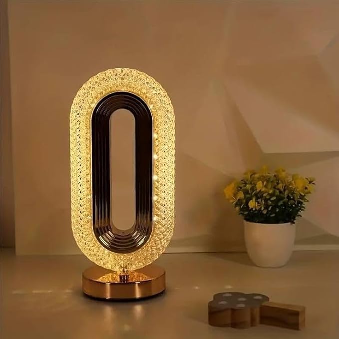 Crystal Diamond Table Lamp, Touch Control, 3 Way Dimmable, USB Rechargeable