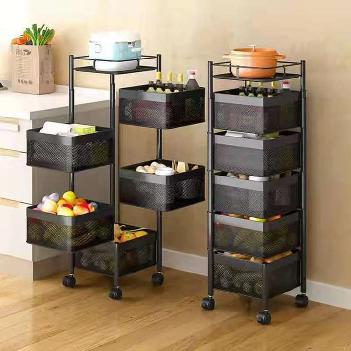 Stainless Steel 5 Layer Storage Kitchen Trolley With Wheels