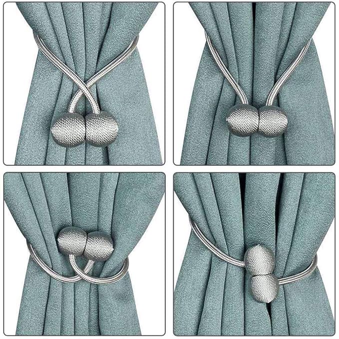 Magnetic Curtain Tiebacks, Binding Weaving Curtain Holder Clips Rope Holder
