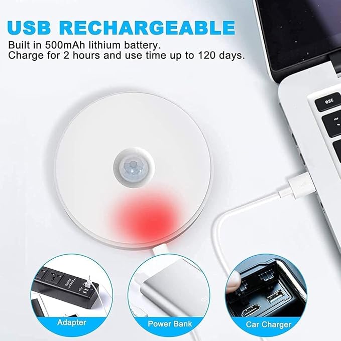 Motion Sensor Light For Home With USB Charging Wireless Self Adhesive LED Body