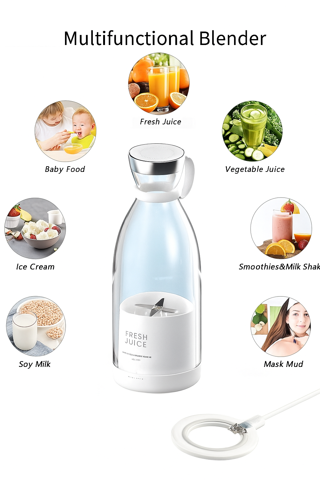🥤 Mini Bottle | Portable 4-Blade | Smoothies & Shakes