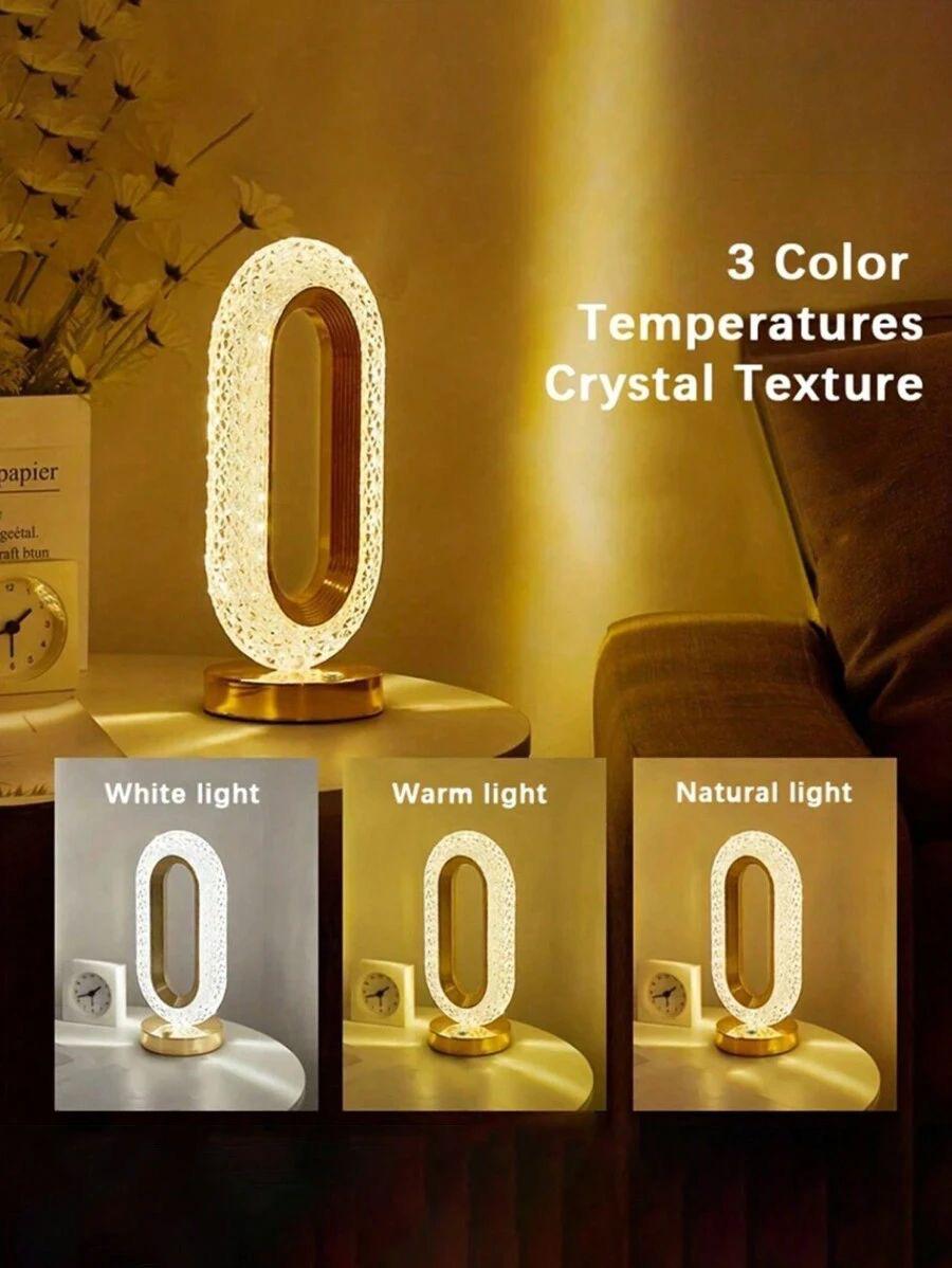 Crystal Diamond Table Lamp, Touch Control, 3 Way Dimmable, USB Rechargeable