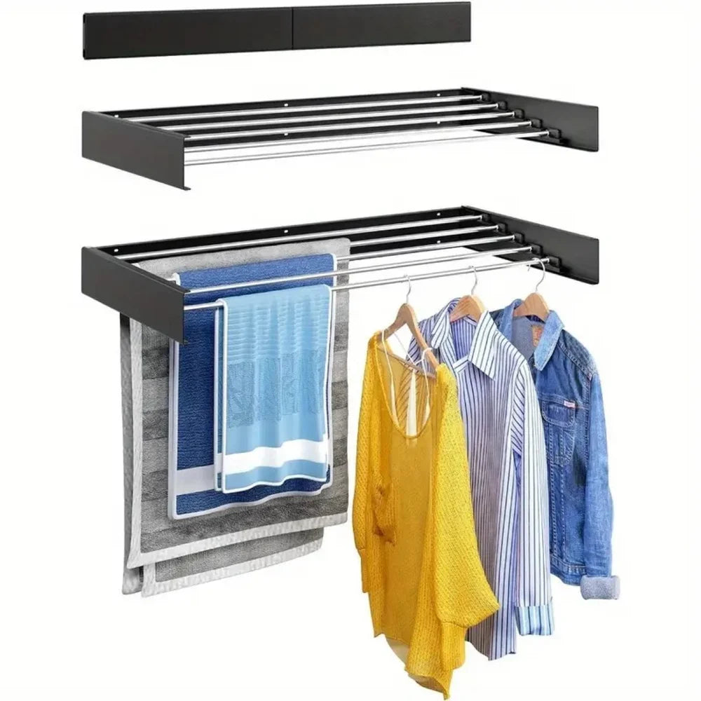 Black Wallmounted folding rack / Sleek