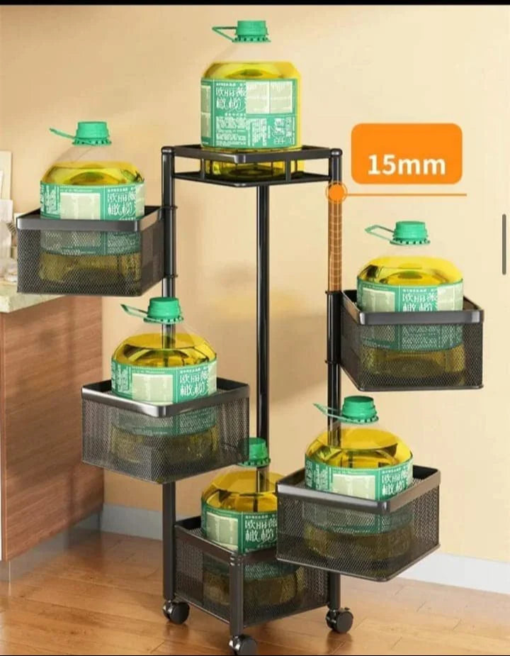 Stainless Steel 5 Layer Storage Kitchen Trolley With Wheels