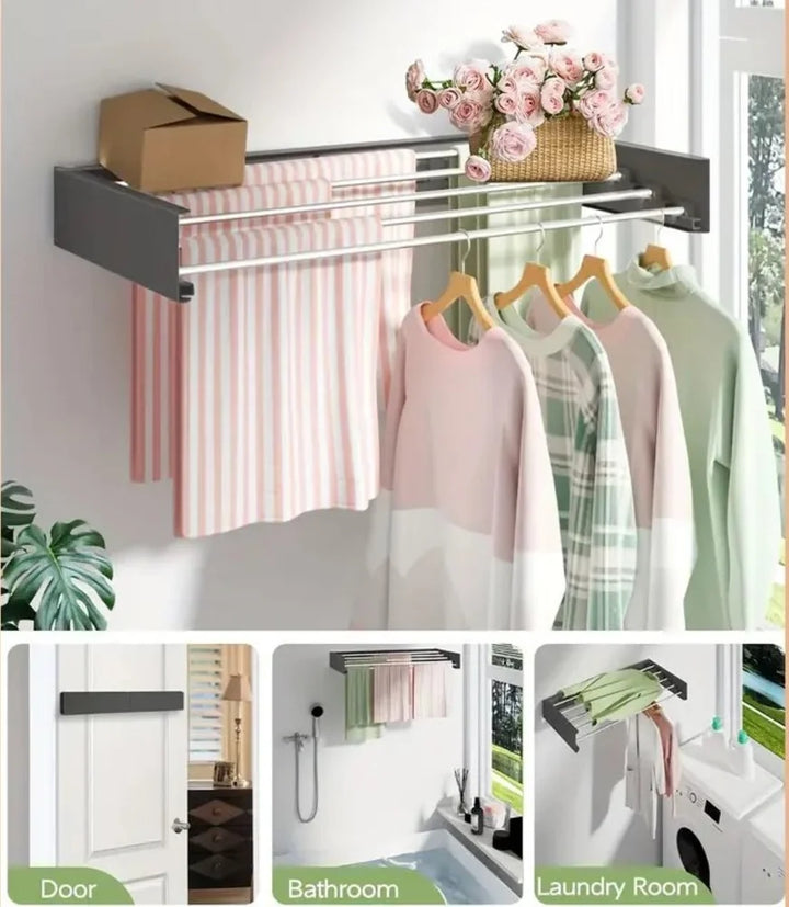 Black Wallmounted folding rack / Sleek